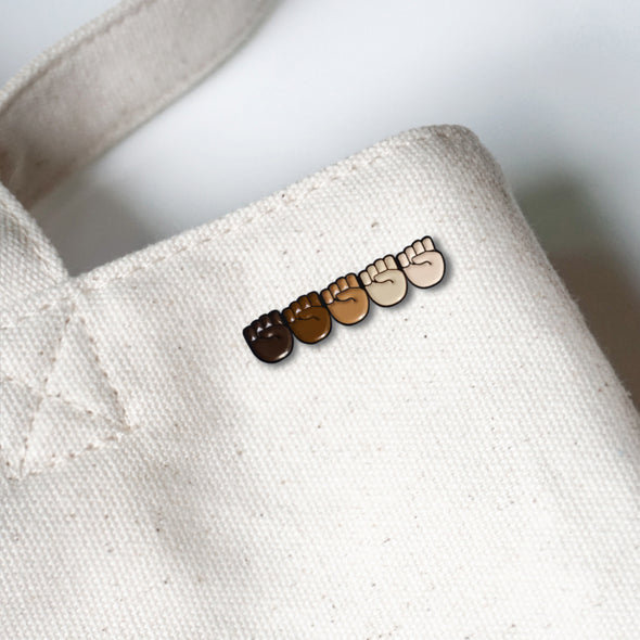 'Stand Together' Raised Fists Emoji Lapel Enamel Pin | Black Lives Matter Charity Fundraiser