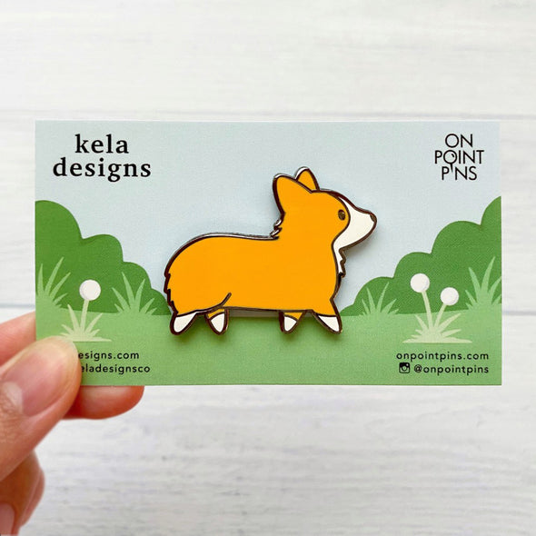 Kela Designs: Charles The Corgi Lapel Enamel Pin