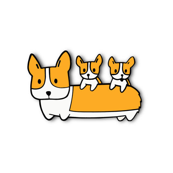 Kela Designs: Corgi with Puppies Lapel Enamel Pin