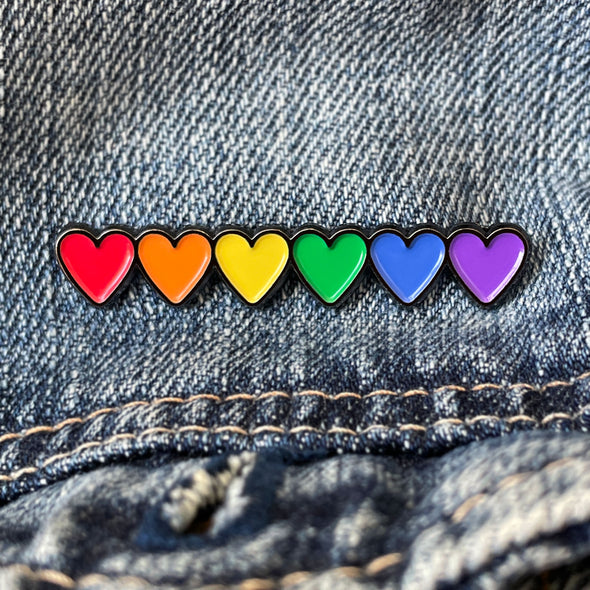 Rainbow Hearts LGBTQ Pride Ally Lapel Enamel Pin