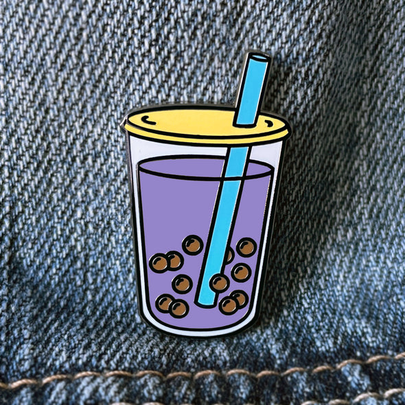 Boba Bubble Taro Ube Milk Tea Lapel Enamel Pin