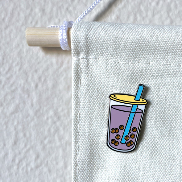 Boba Bubble Taro Ube Milk Tea Lapel Enamel Pin