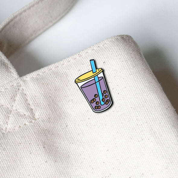 Boba Bubble Taro Ube Milk Tea Lapel Enamel Pin