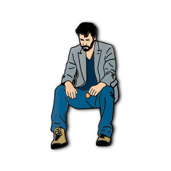 Sad Keanu Reeves Park Bench Meme Lapel Enamel Pin