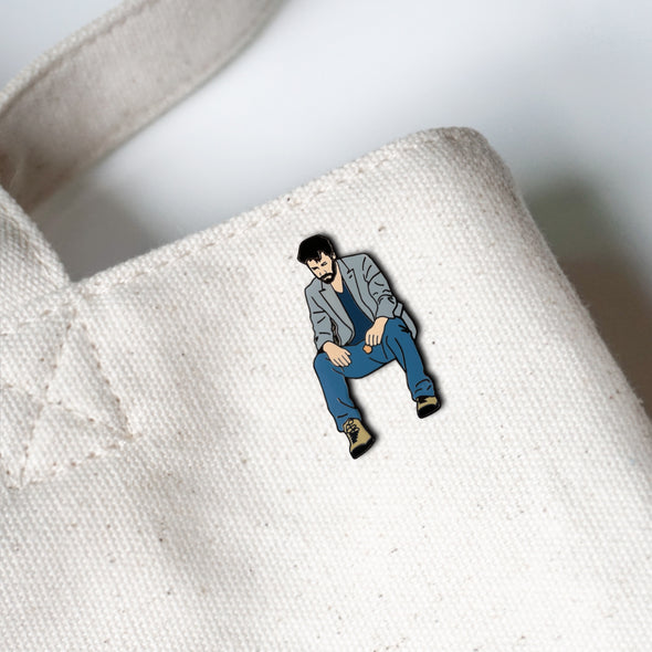 Sad Keanu Reeves Park Bench Meme Lapel Enamel Pin