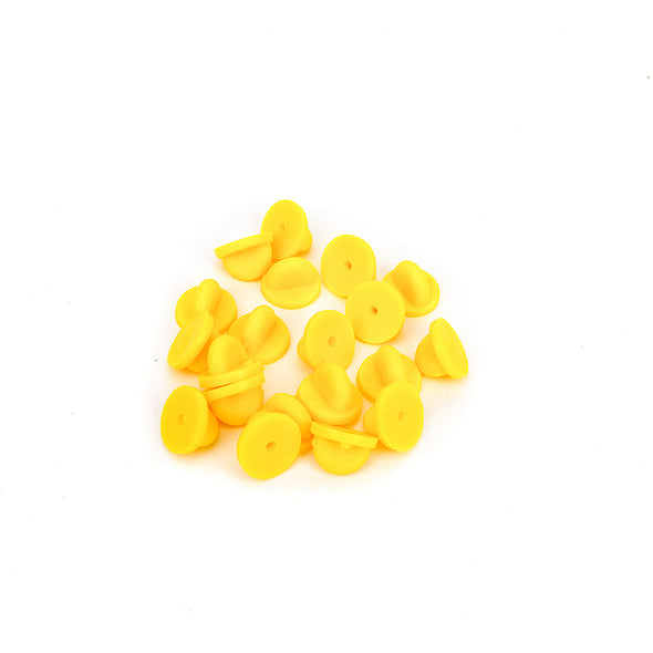 Yellow Rubber Clutches (Backings Clasp) for Enamel Pin | Pack of 20