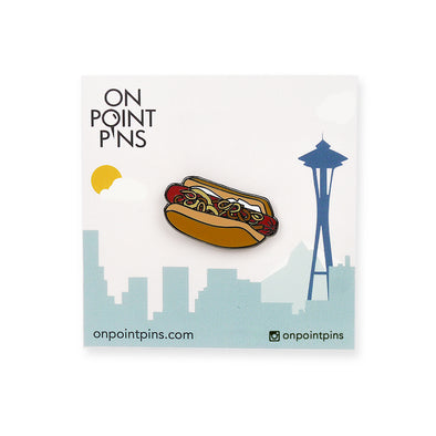 Seattle: Cream Cheese Style Hot Dog Lapel Enamel Pin