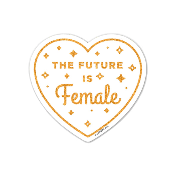 The Future is Female White (Glitter) Die Cut Vinyl Sticker