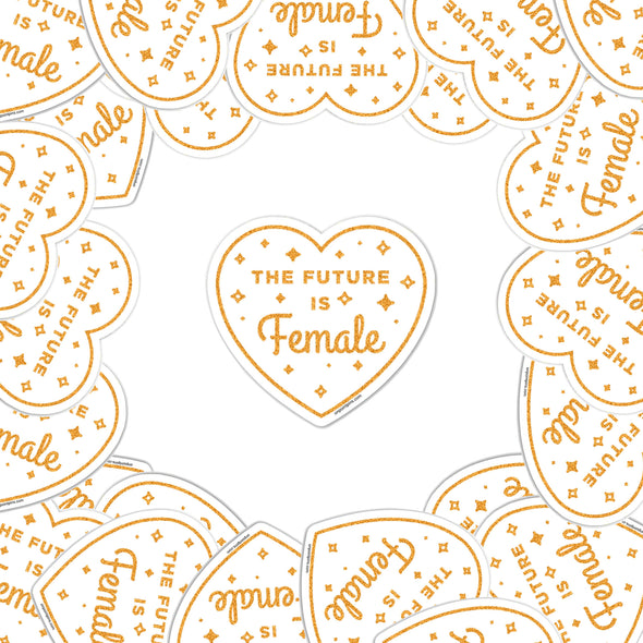 The Future is Female White (Glitter) Die Cut Vinyl Sticker