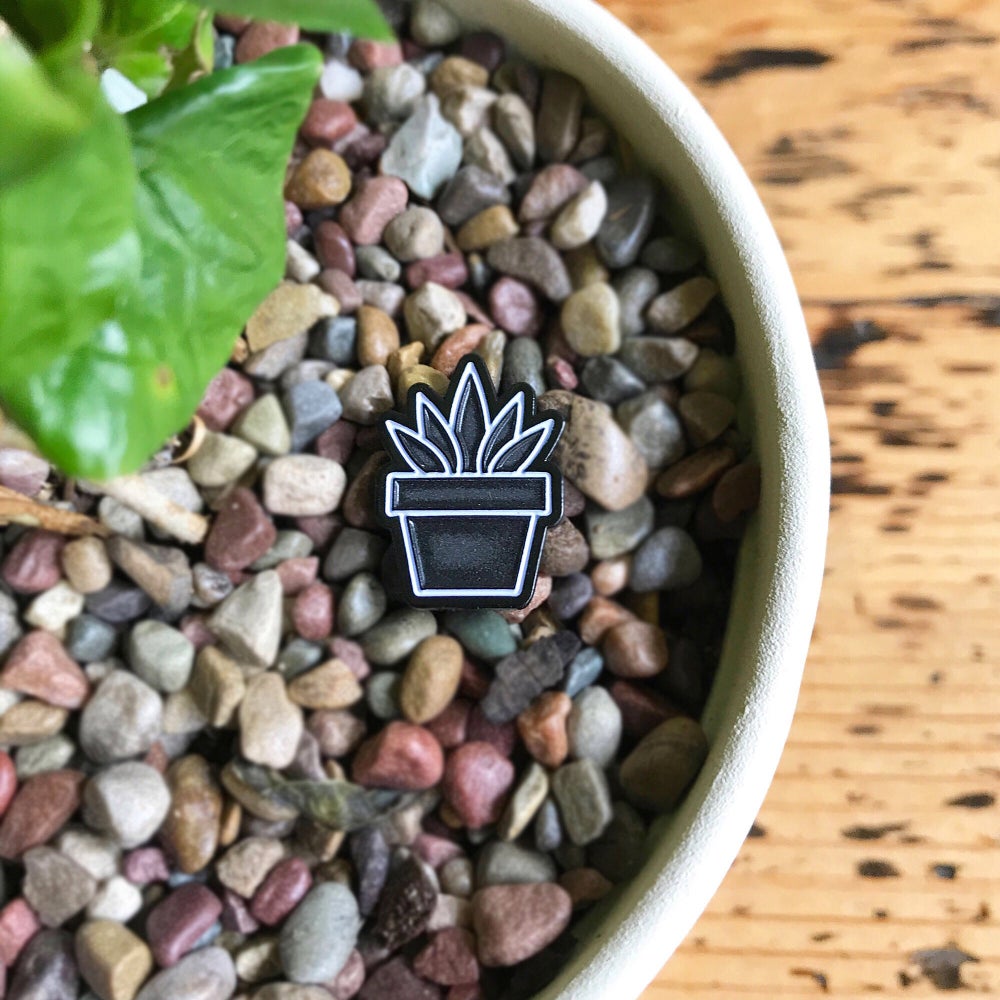 succulent lapel pin Minimalist Succulent Lapel Enamel Pin